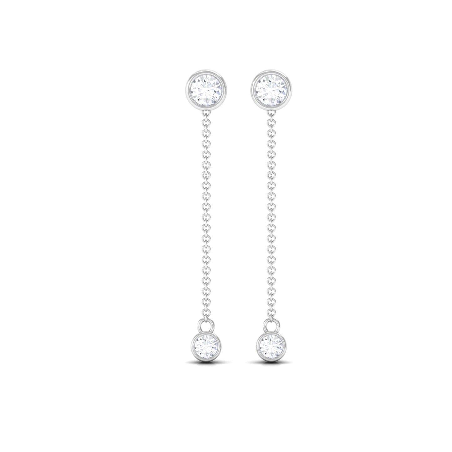 Certified Moissanite Long Chain Dangle Earrings
