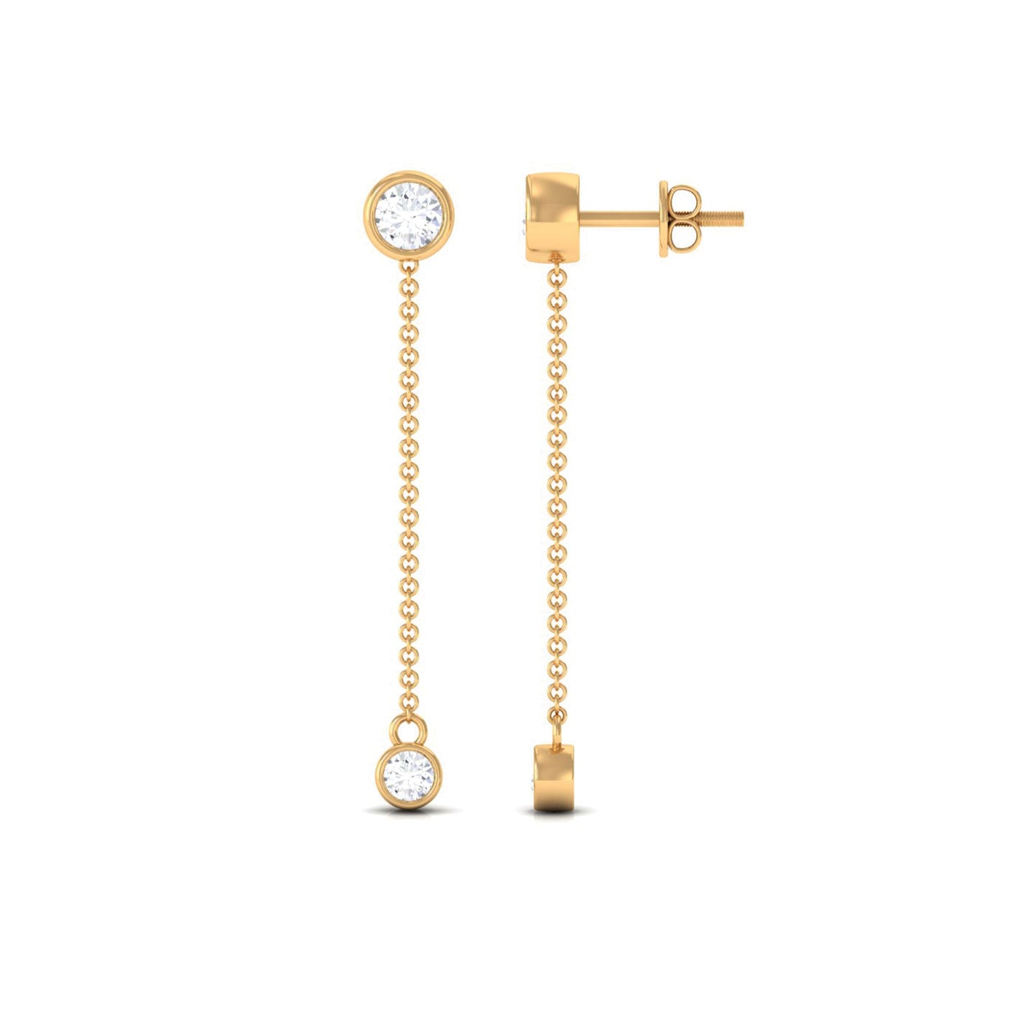 Certified Moissanite Long Chain Dangle Earrings