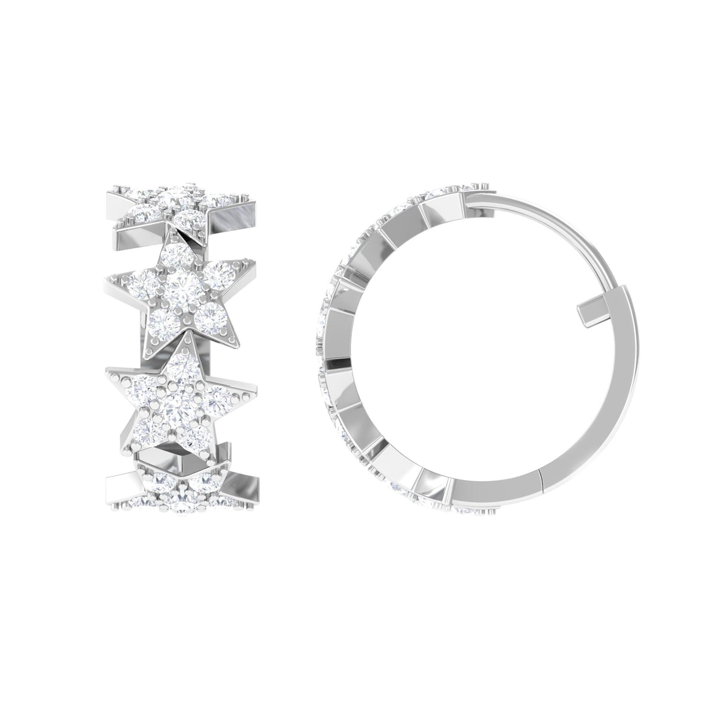 Certified Moissanite Star Hoop Earrings