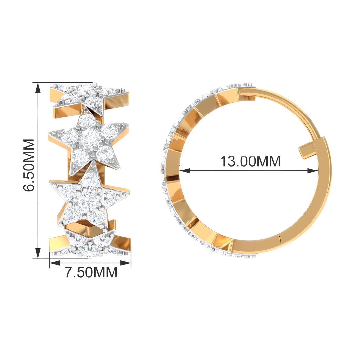 Certified Moissanite Star Hoop Earrings