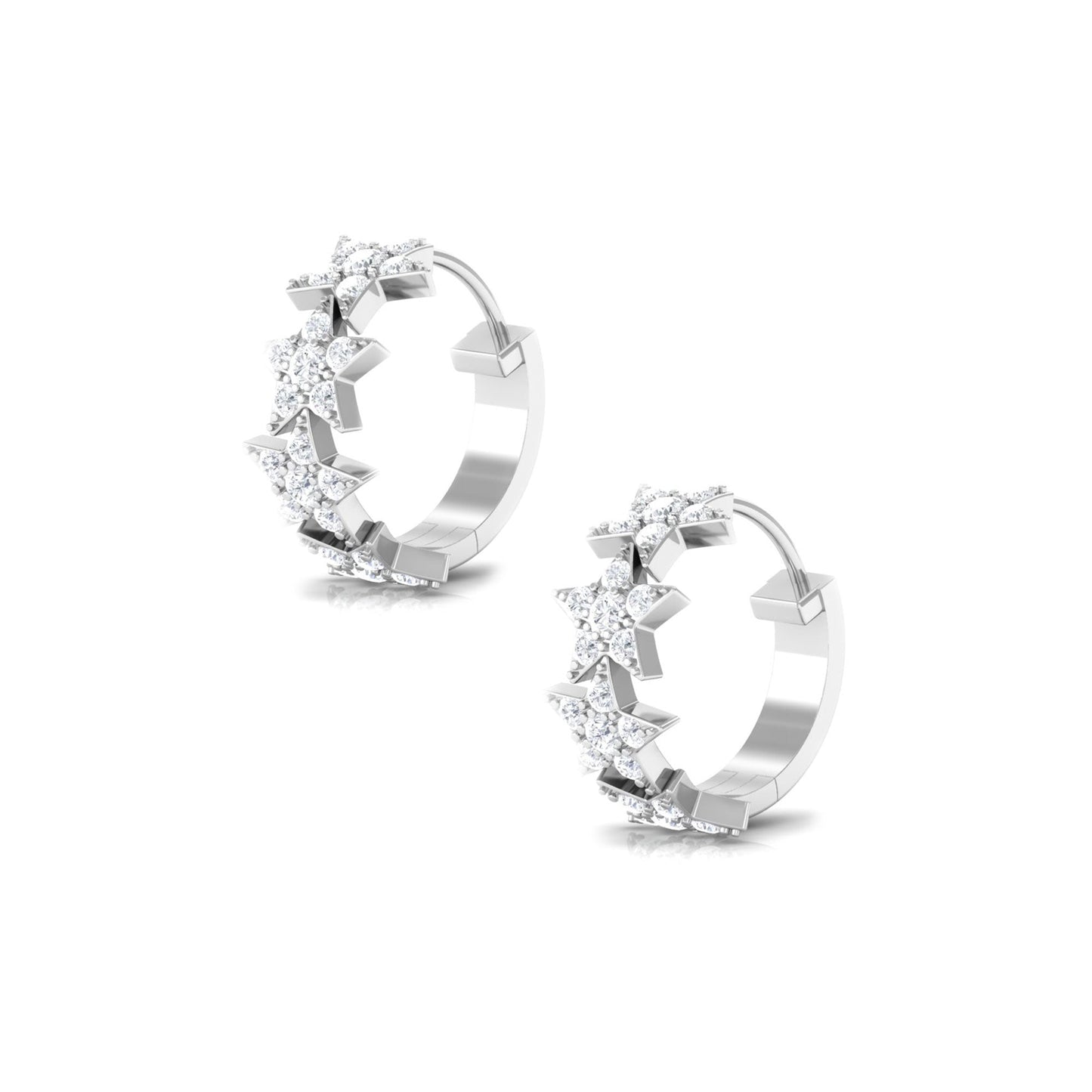 Certified Moissanite Star Hoop Earrings