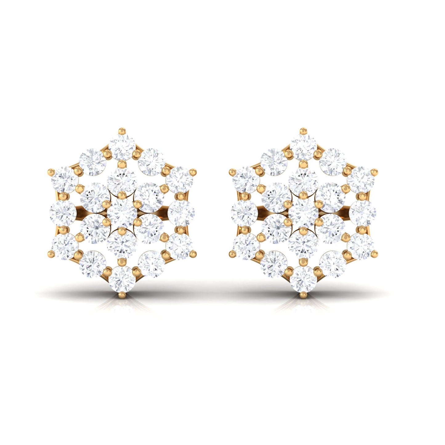 Certified Moissanite Flower Cluster Earrings with Screw Back