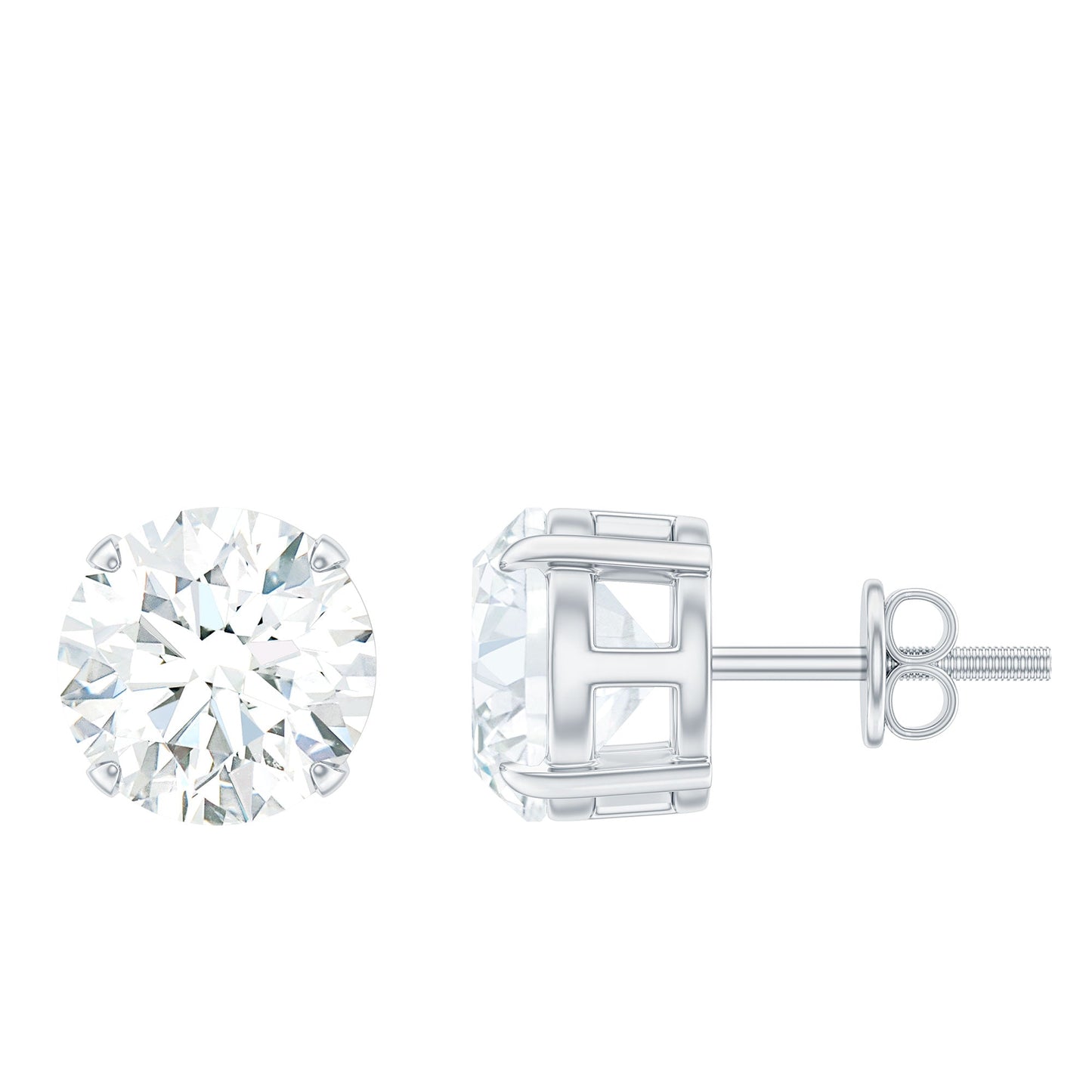 4.2 Carat Round Cut Moissanite Solitaire Stud Earrings