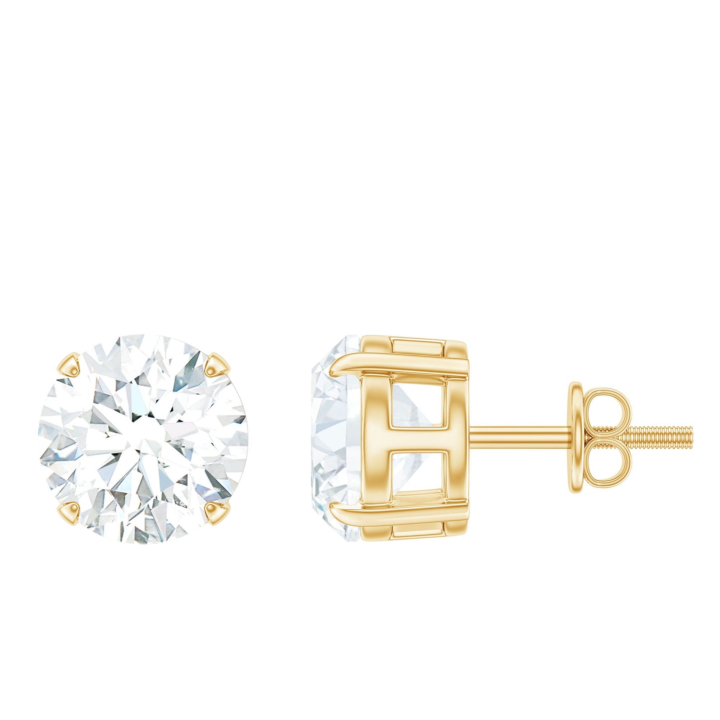 4.2 Carat Round Cut Moissanite Solitaire Stud Earrings