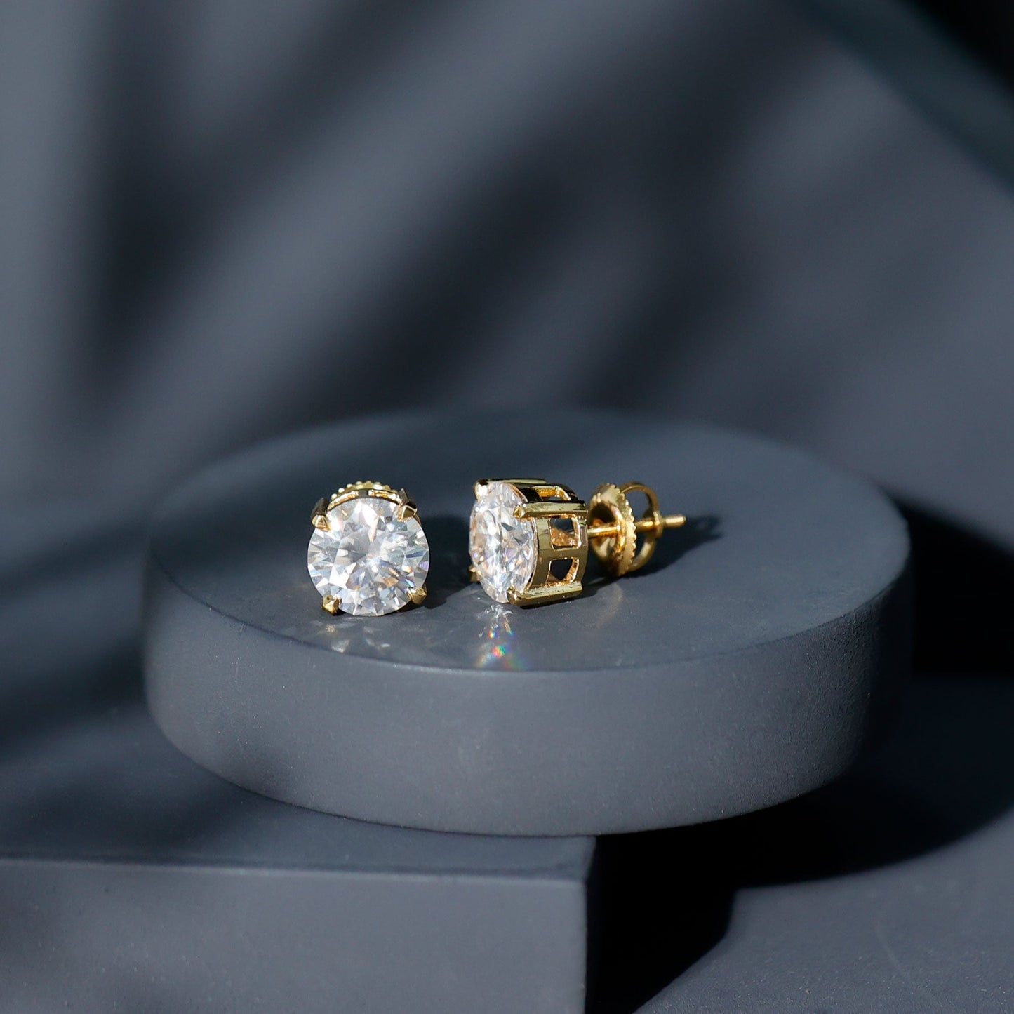 4.2 Carat Round Cut Moissanite Solitaire Stud Earrings