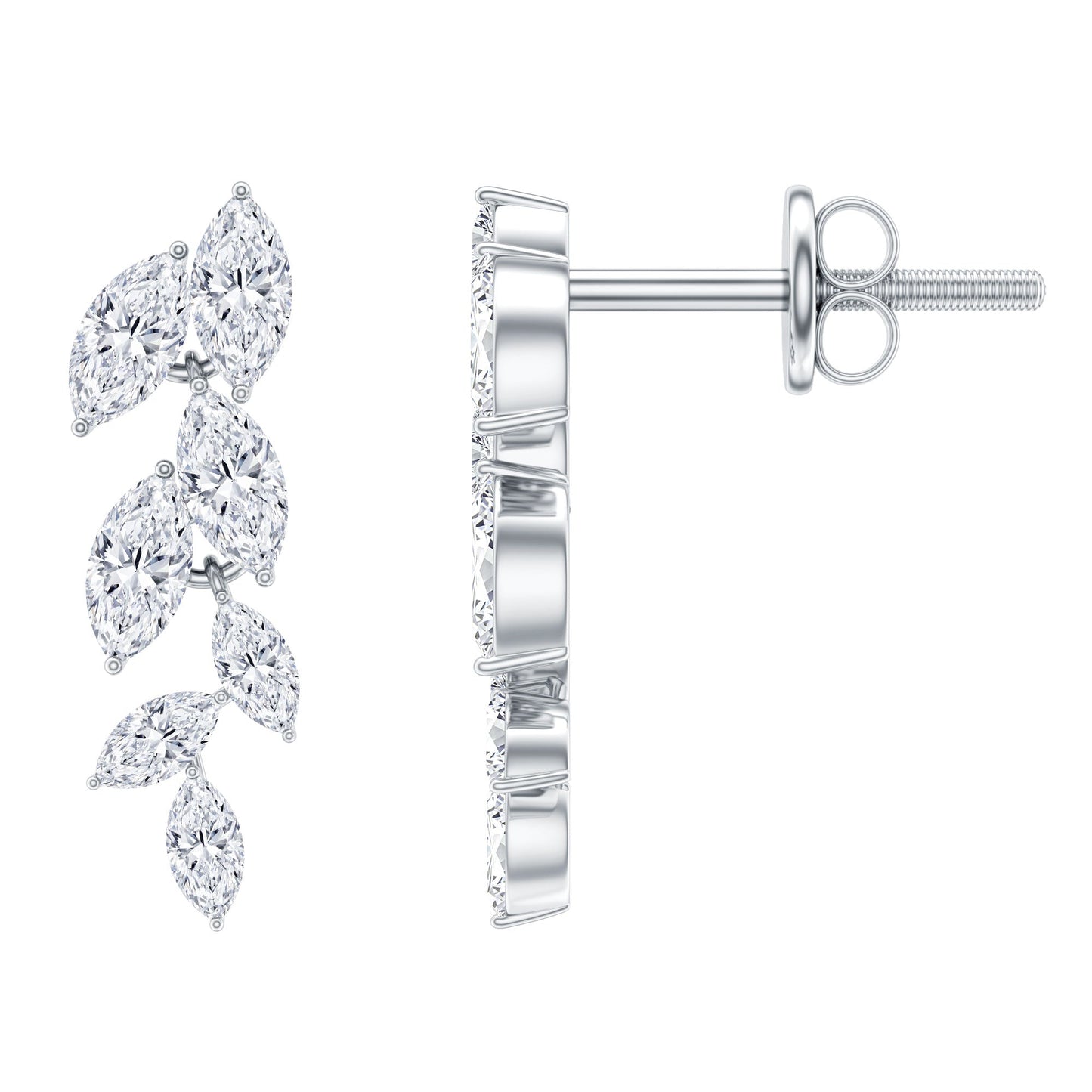Marquise Cut Moissanite Bridal Dangle Earrings