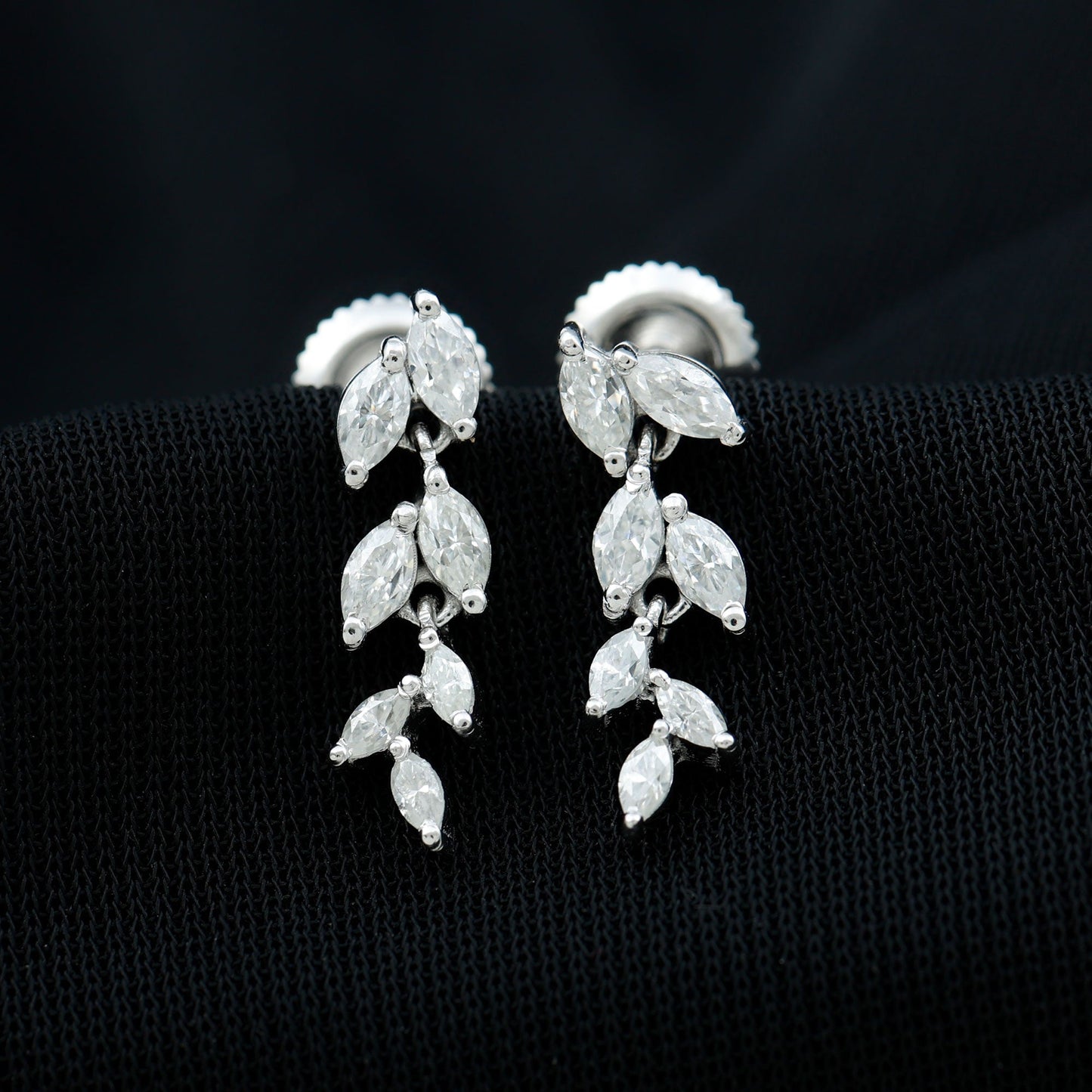 Marquise Cut Moissanite Bridal Dangle Earrings