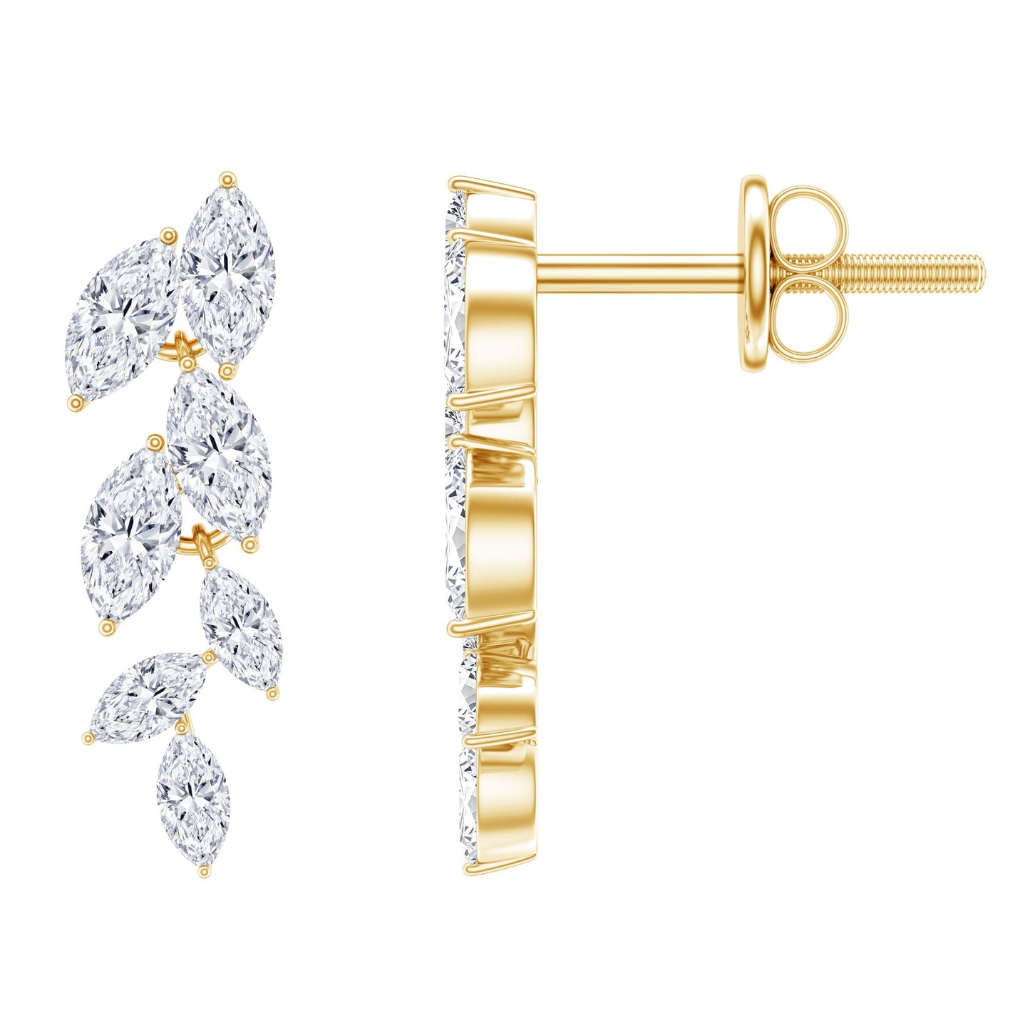 Marquise Cut Moissanite Bridal Dangle Earrings