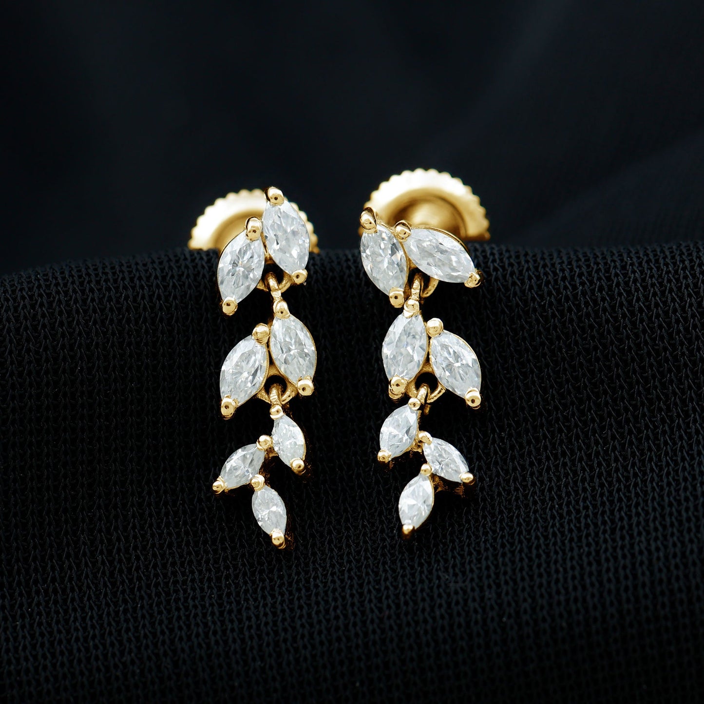 Marquise Cut Moissanite Bridal Dangle Earrings