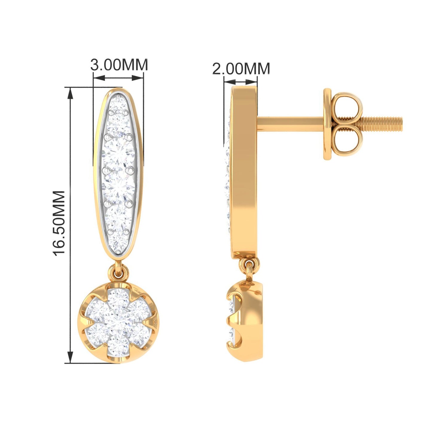Classic Moissanite Bar Drop Earrings