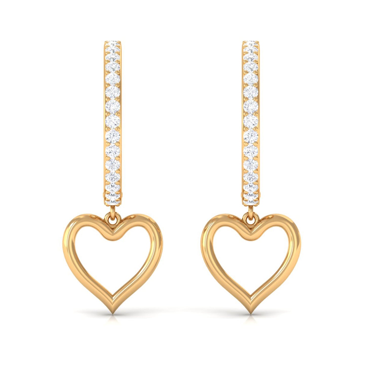 Certified Moissanite Heart Drop Hoop Earrings for Women