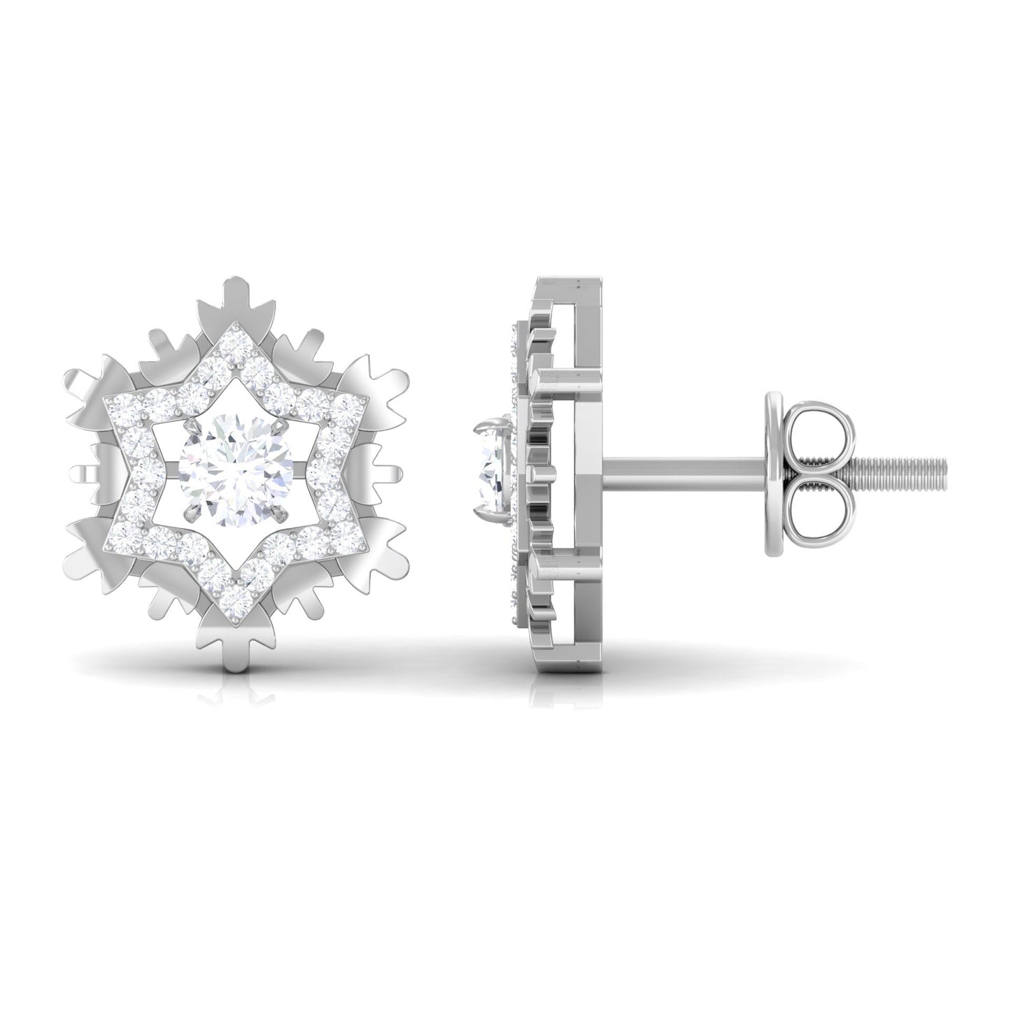 Certified Moissanite Snowflake Earrings for Women