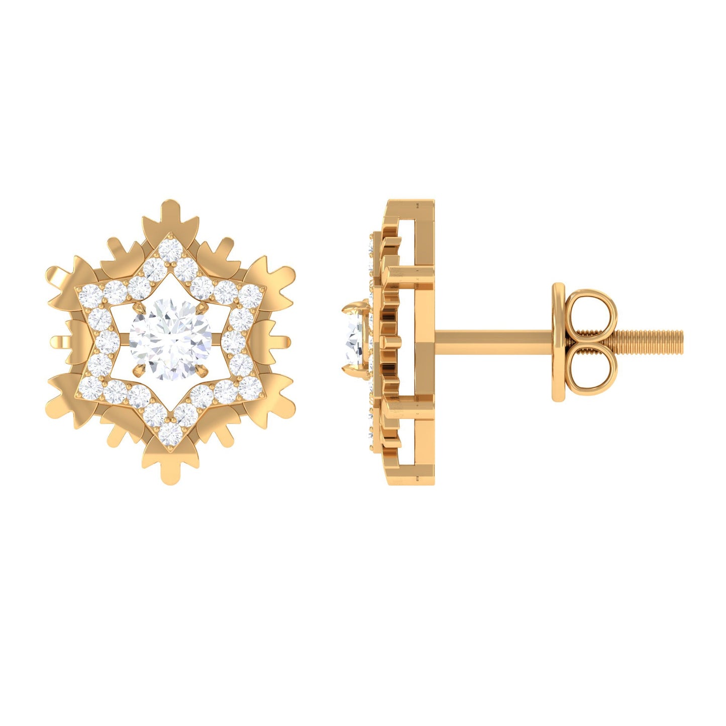 Certified Moissanite Snowflake Earrings for Women
