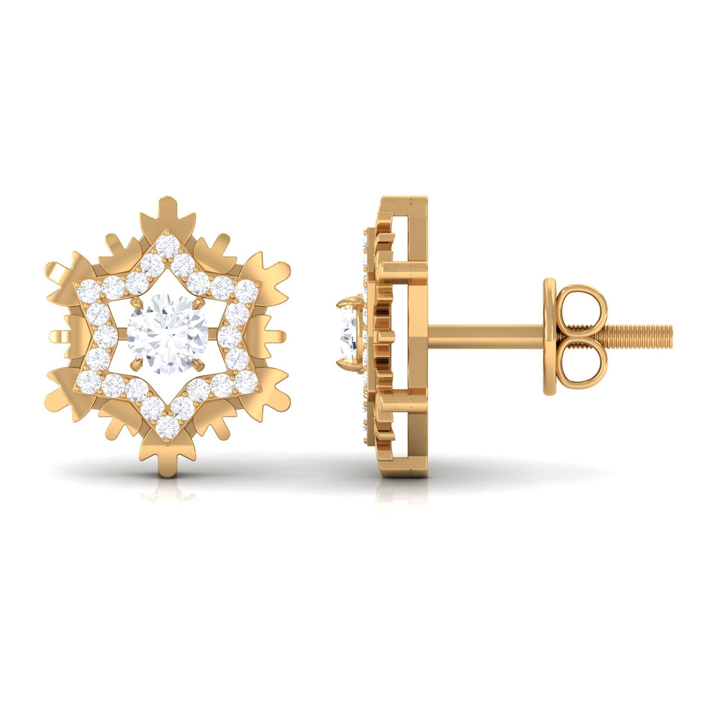 Certified Moissanite Snowflake Earrings for Women