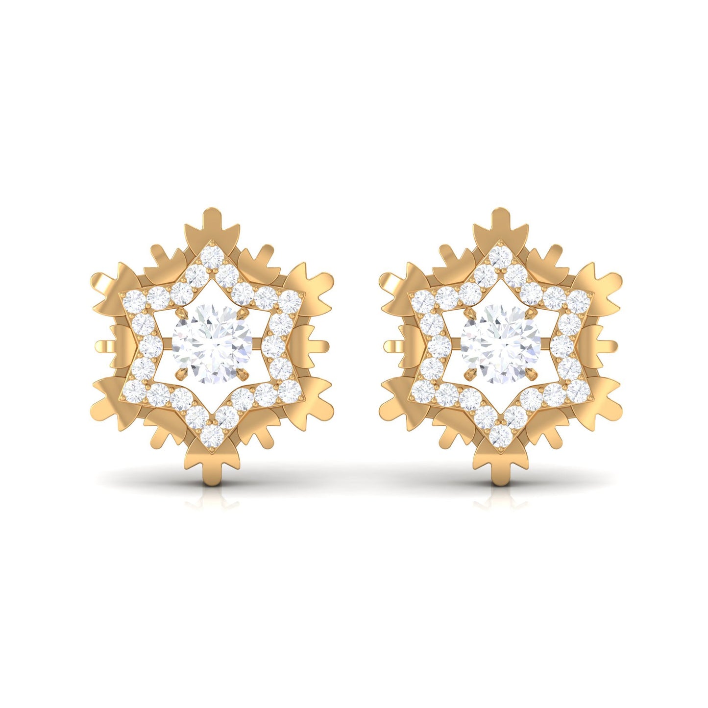 Certified Moissanite Snowflake Earrings for Women
