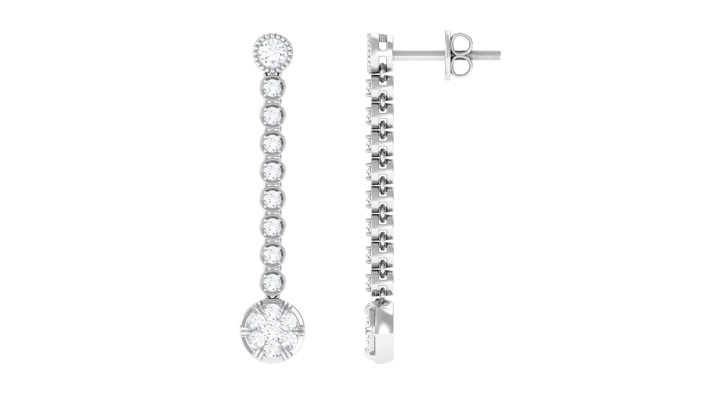 Round Moissanite Dangle Chain Earrings