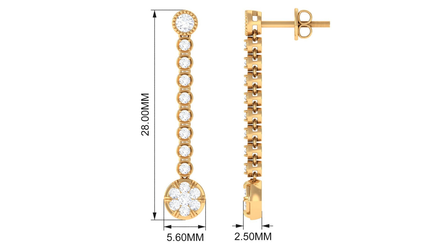 Round Moissanite Dangle Chain Earrings