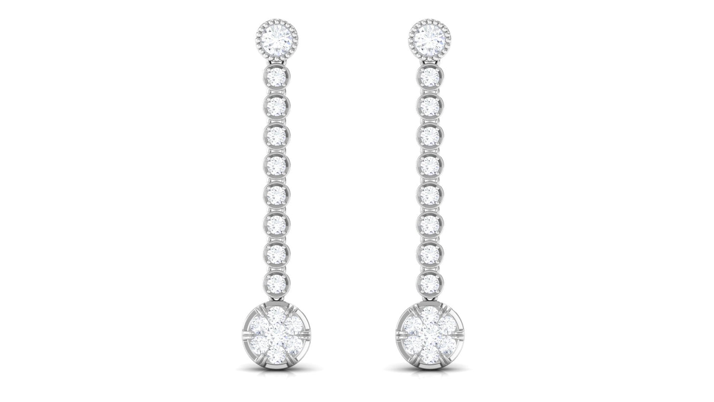 Round Moissanite Dangle Chain Earrings