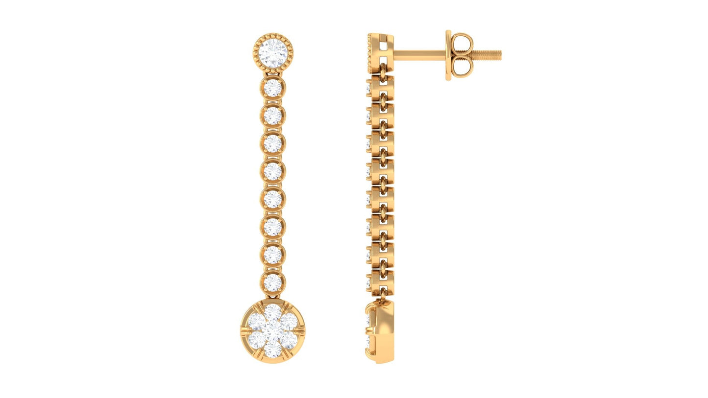 Round Moissanite Dangle Chain Earrings