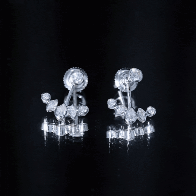Bezel Set Certified Moissanite Ear Jacket Earrings for Women