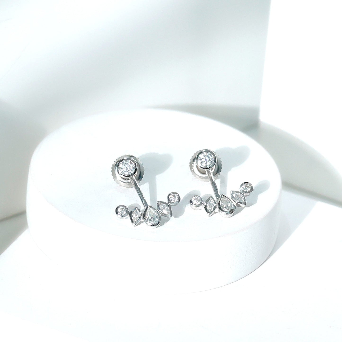Bezel Set Certified Moissanite Ear Jacket Earrings for Women