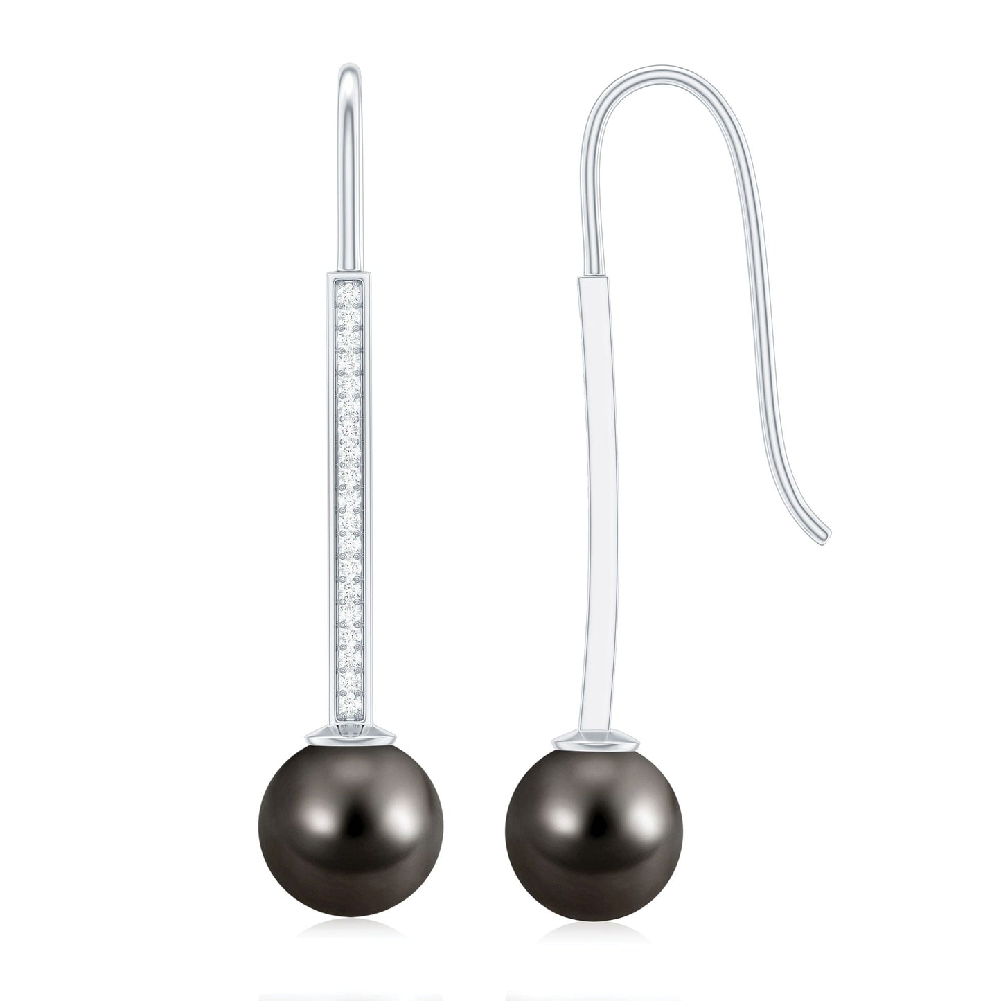15 Carat Tahitian Pearl Dangle Earrings with Diamond Stones
