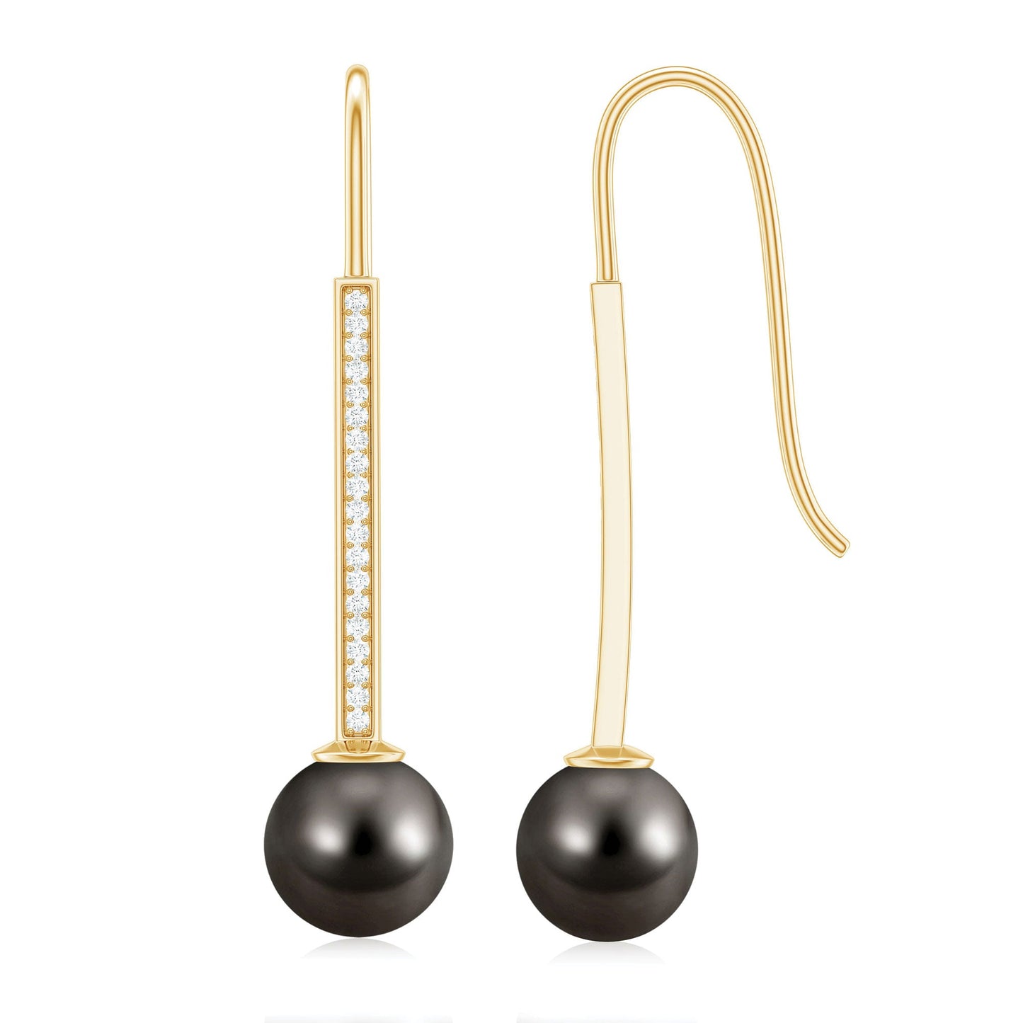 15 Carat Tahitian Pearl Dangle Earrings with Diamond Stones
