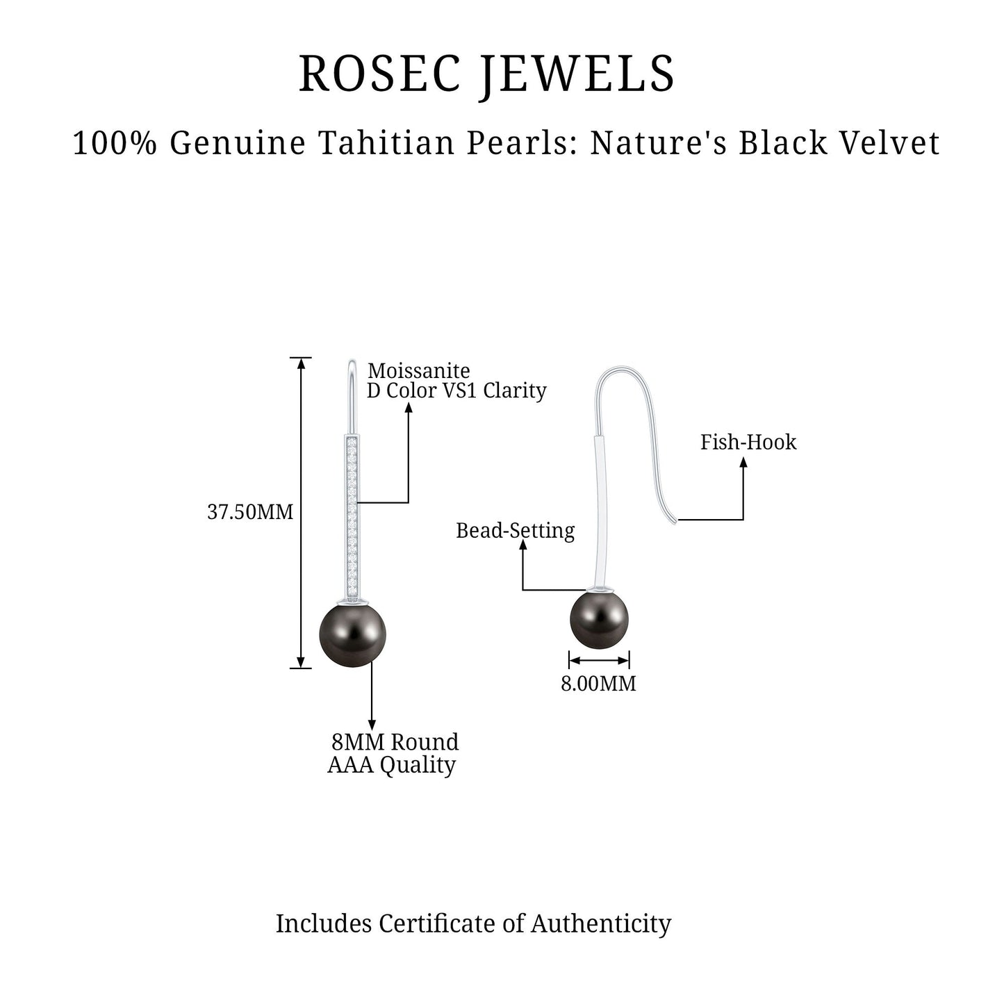 15 Carat Tahitian Pearl Dangle Earrings with Diamond Stones