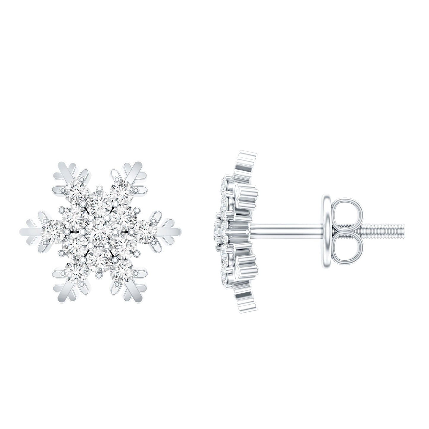 Certified Moissanite Snowflake Stud Earrings