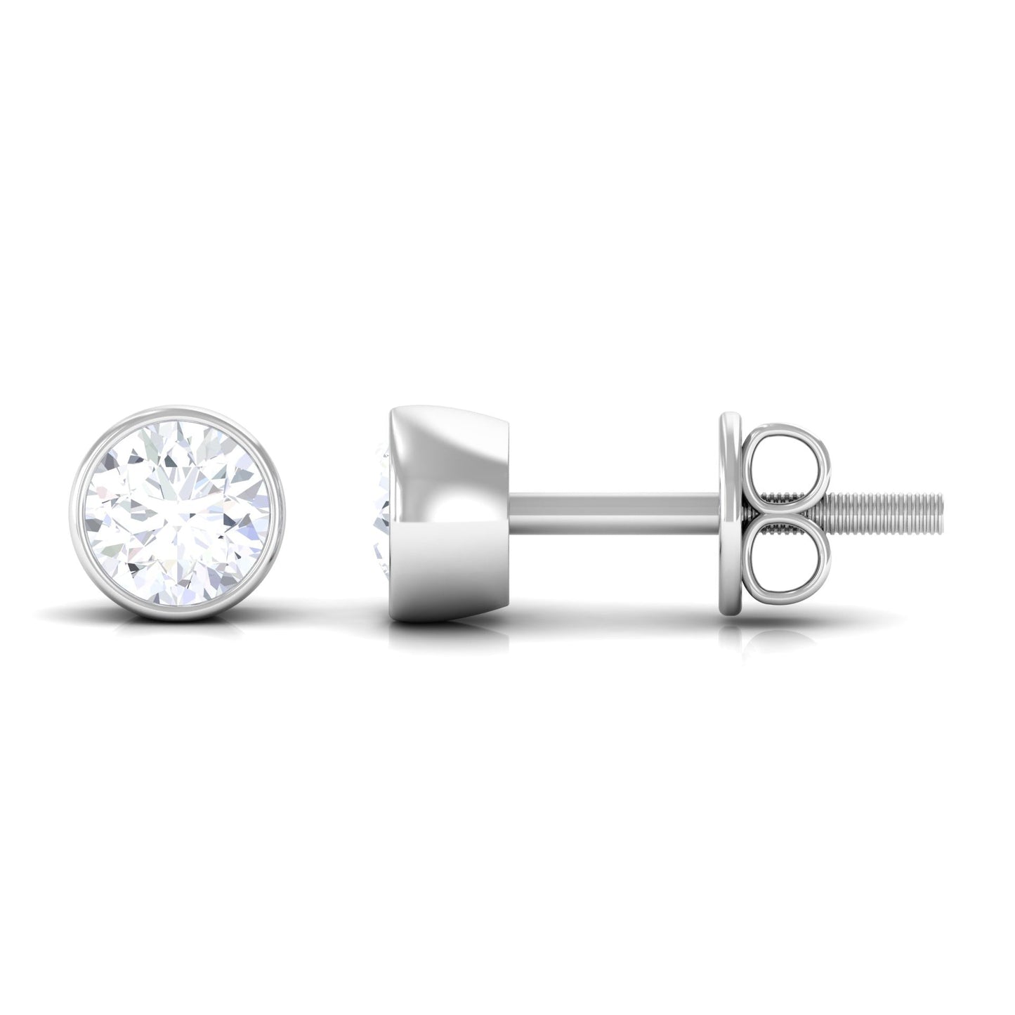 Bezel Set Round Shape Solitaire Moissanite Stud Earrings