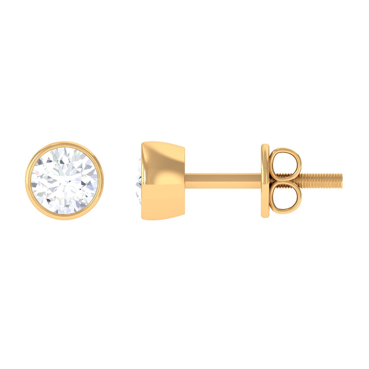 Bezel Set Round Shape Solitaire Moissanite Stud Earrings