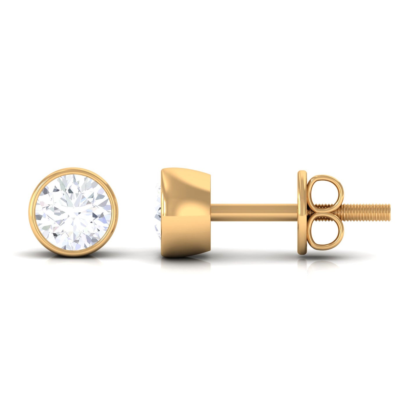 Bezel Set Round Shape Solitaire Moissanite Stud Earrings