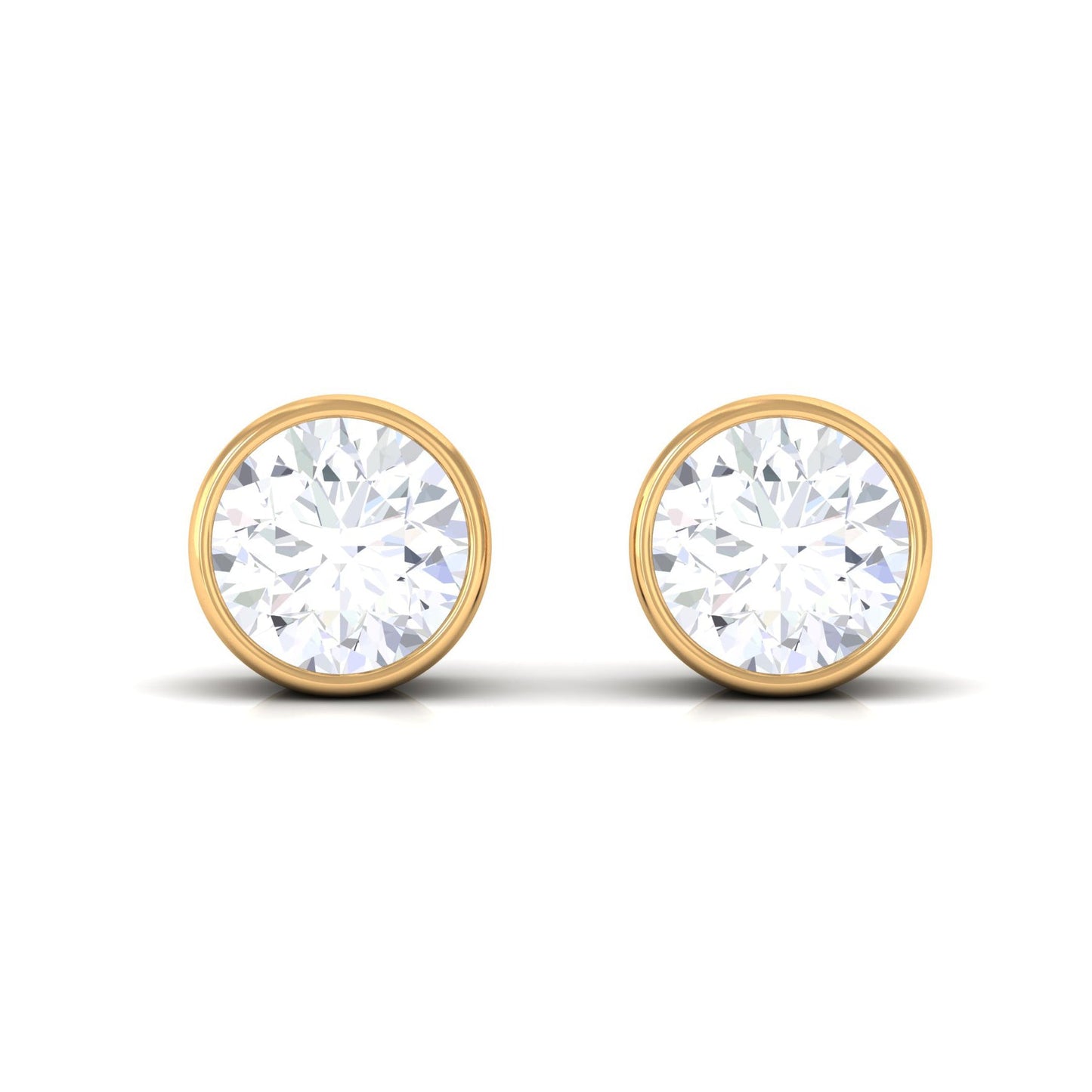 Bezel Set Round Shape Solitaire Moissanite Stud Earrings