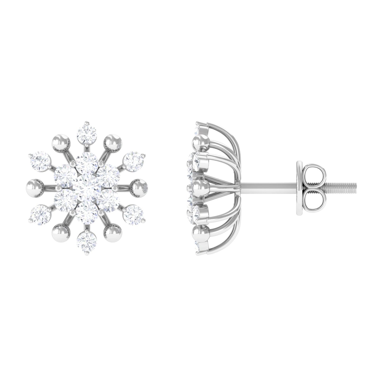 Moissanite Floral Cluster Stud Earrings