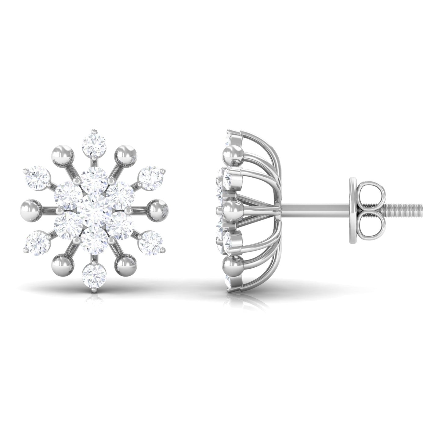 Moissanite Floral Cluster Stud Earrings