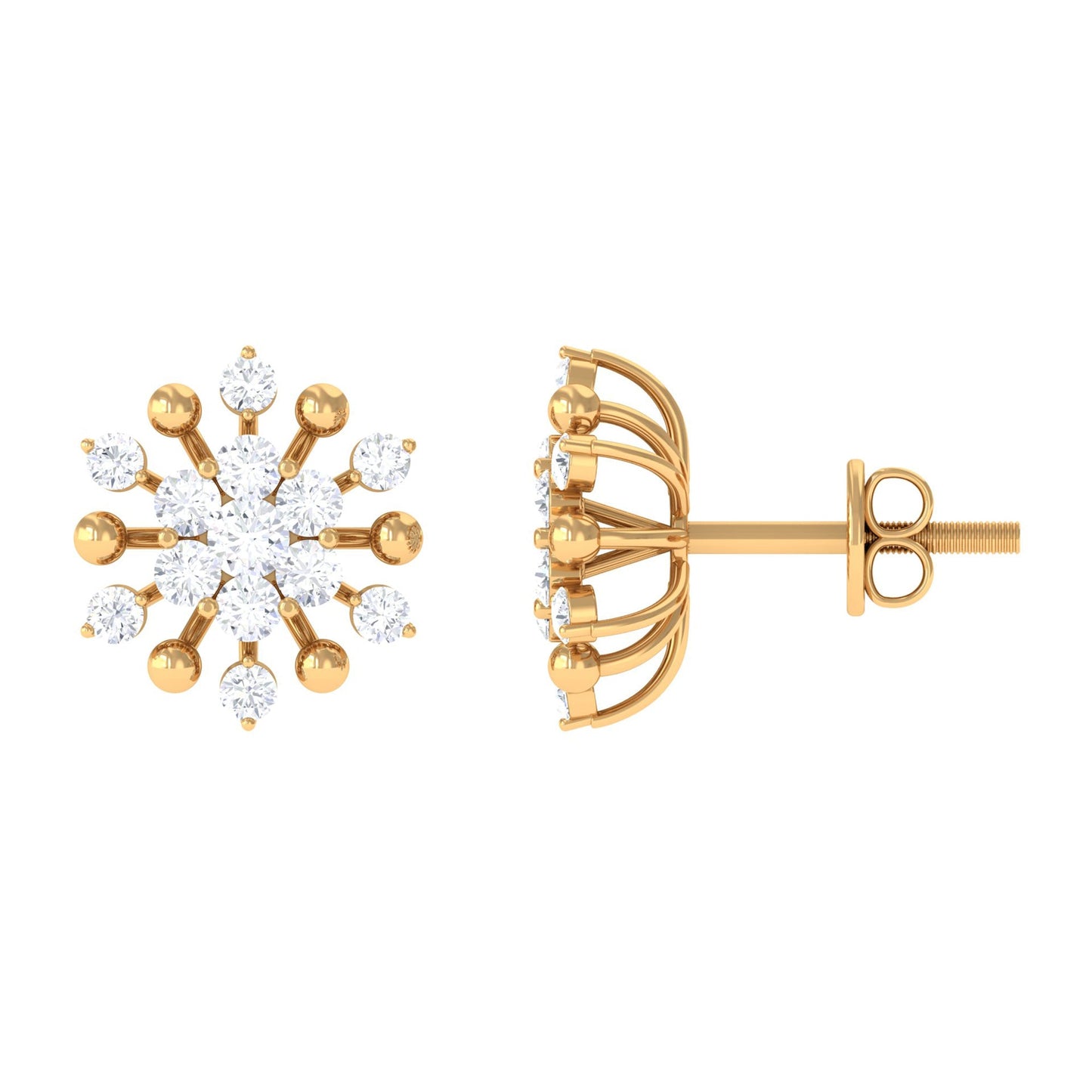 Moissanite Floral Cluster Stud Earrings