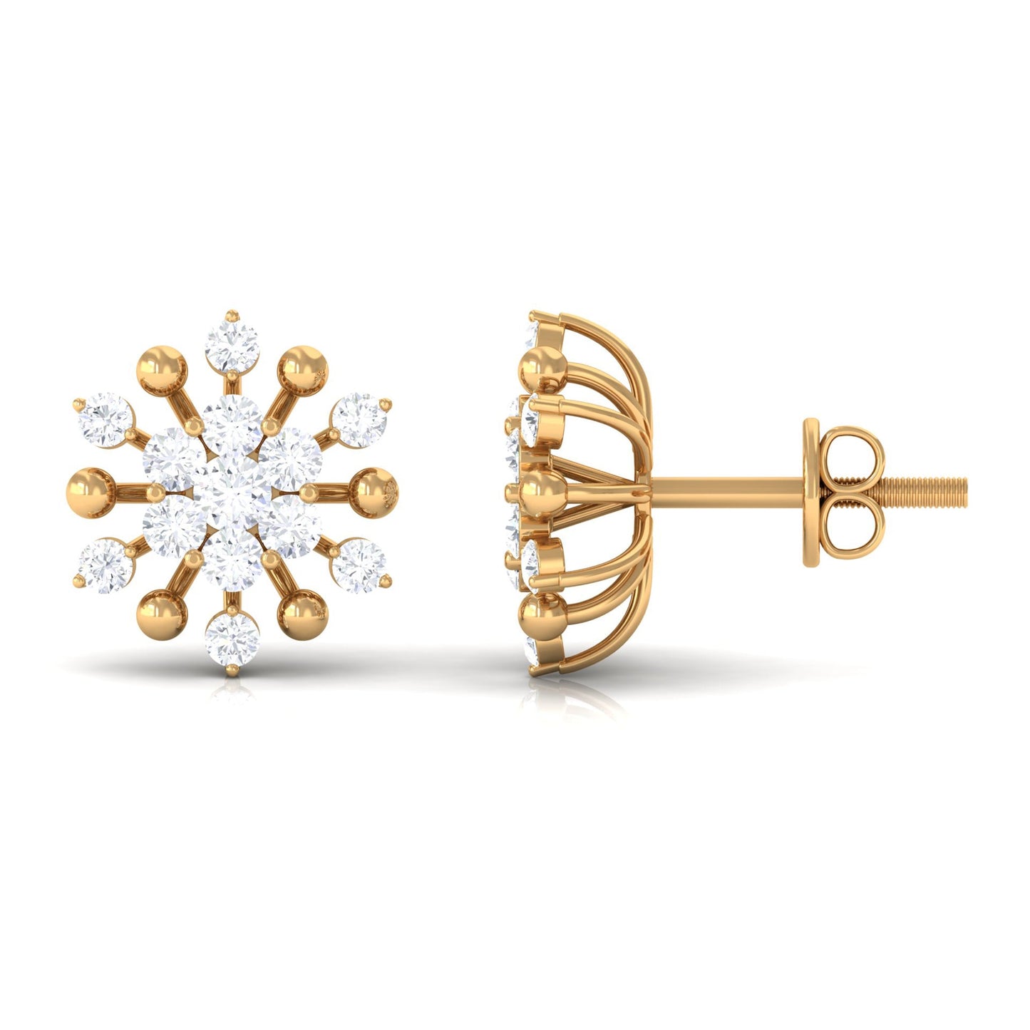 Moissanite Floral Cluster Stud Earrings