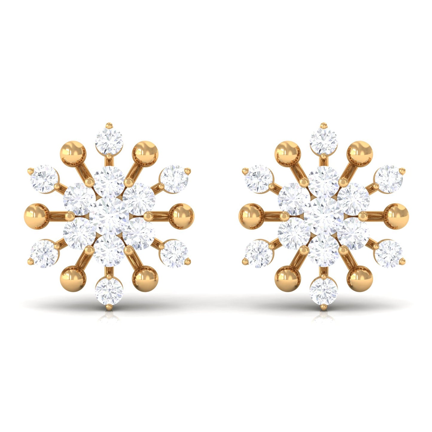 Moissanite Floral Cluster Stud Earrings