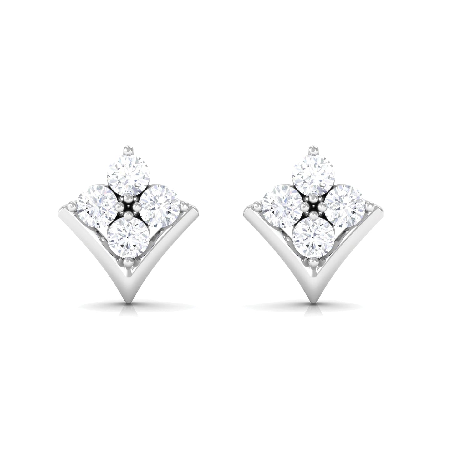 Certified Moissanite Flower Stud Earrings with Screw Backs