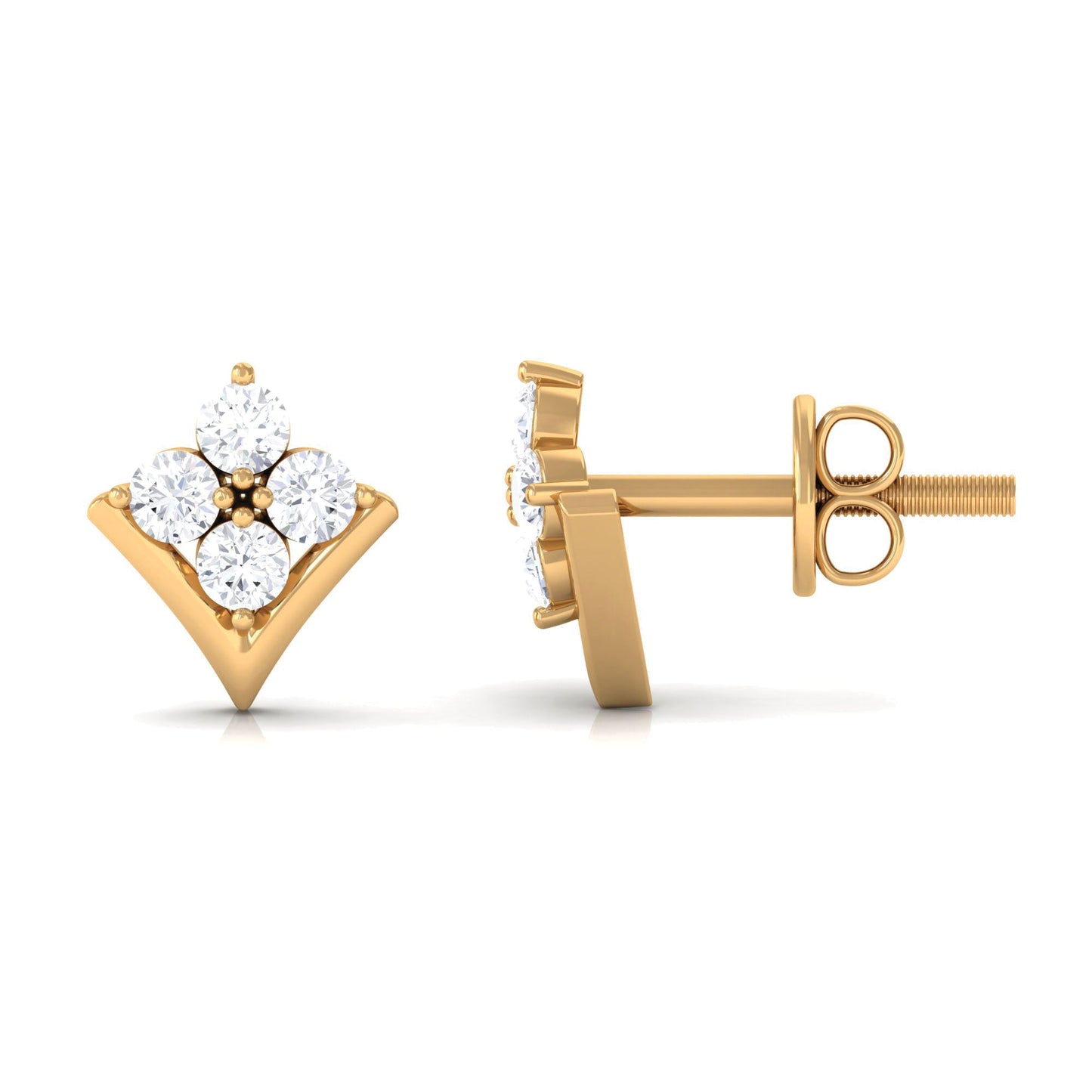 Certified Moissanite Flower Stud Earrings with Screw Backs