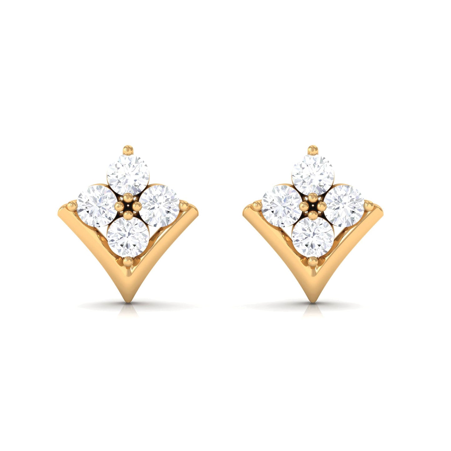 Certified Moissanite Flower Stud Earrings with Screw Backs