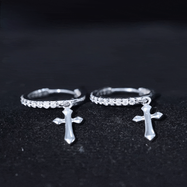 Certified Moissanite Cross Drop Earrings
