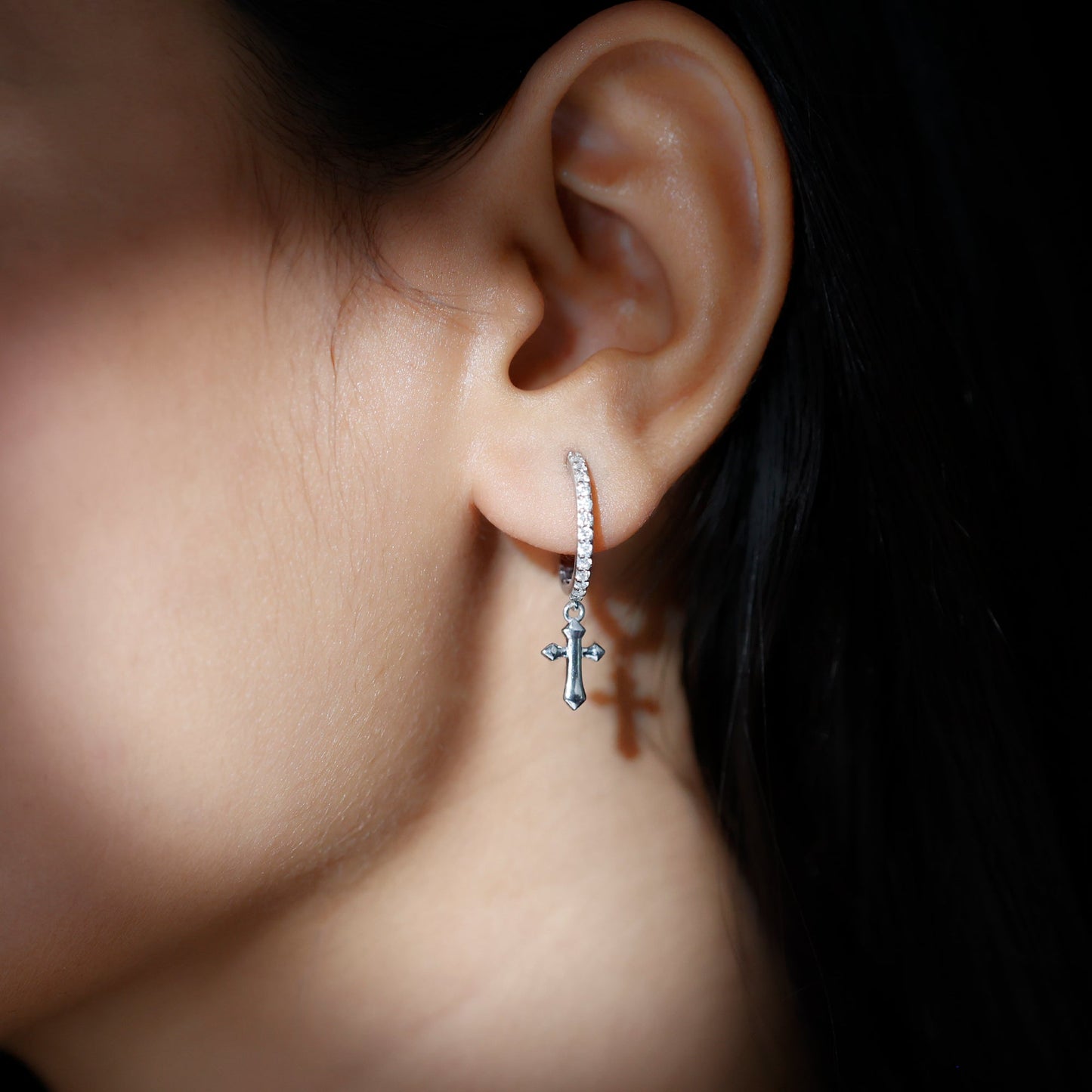 Certified Moissanite Cross Drop Earrings