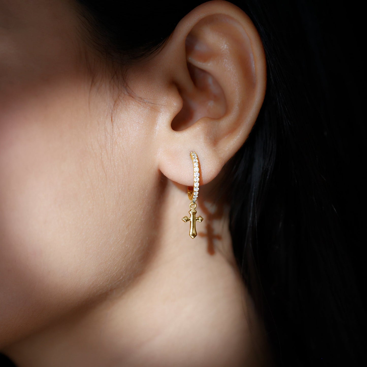 Certified Moissanite Cross Drop Earrings
