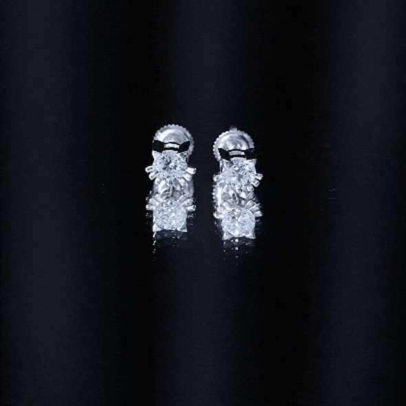1 CT Solitaire Moissanite Cat Stud Earrings with Screw Back