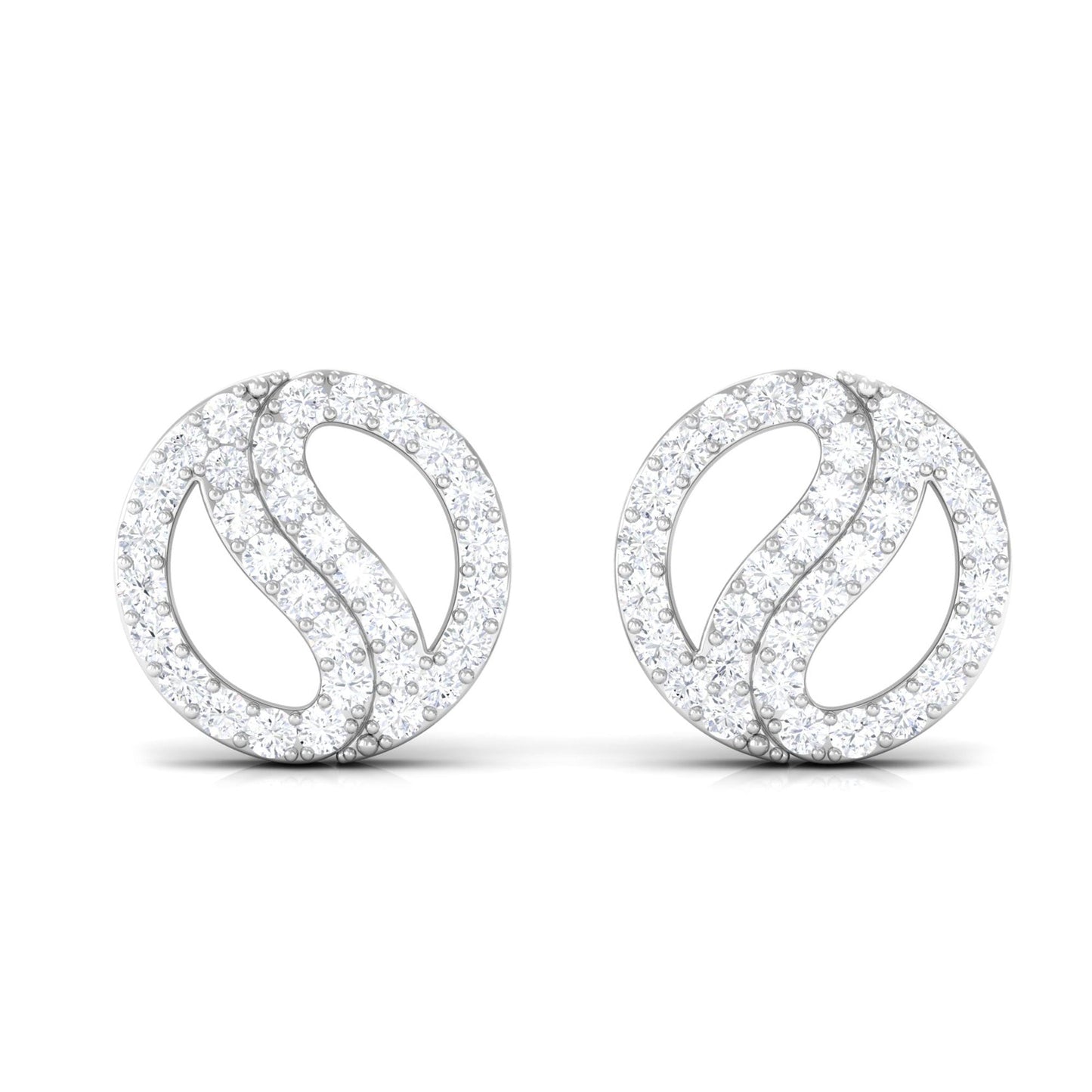 Classic Real Diamond Round Stud Earrings with Screw Back