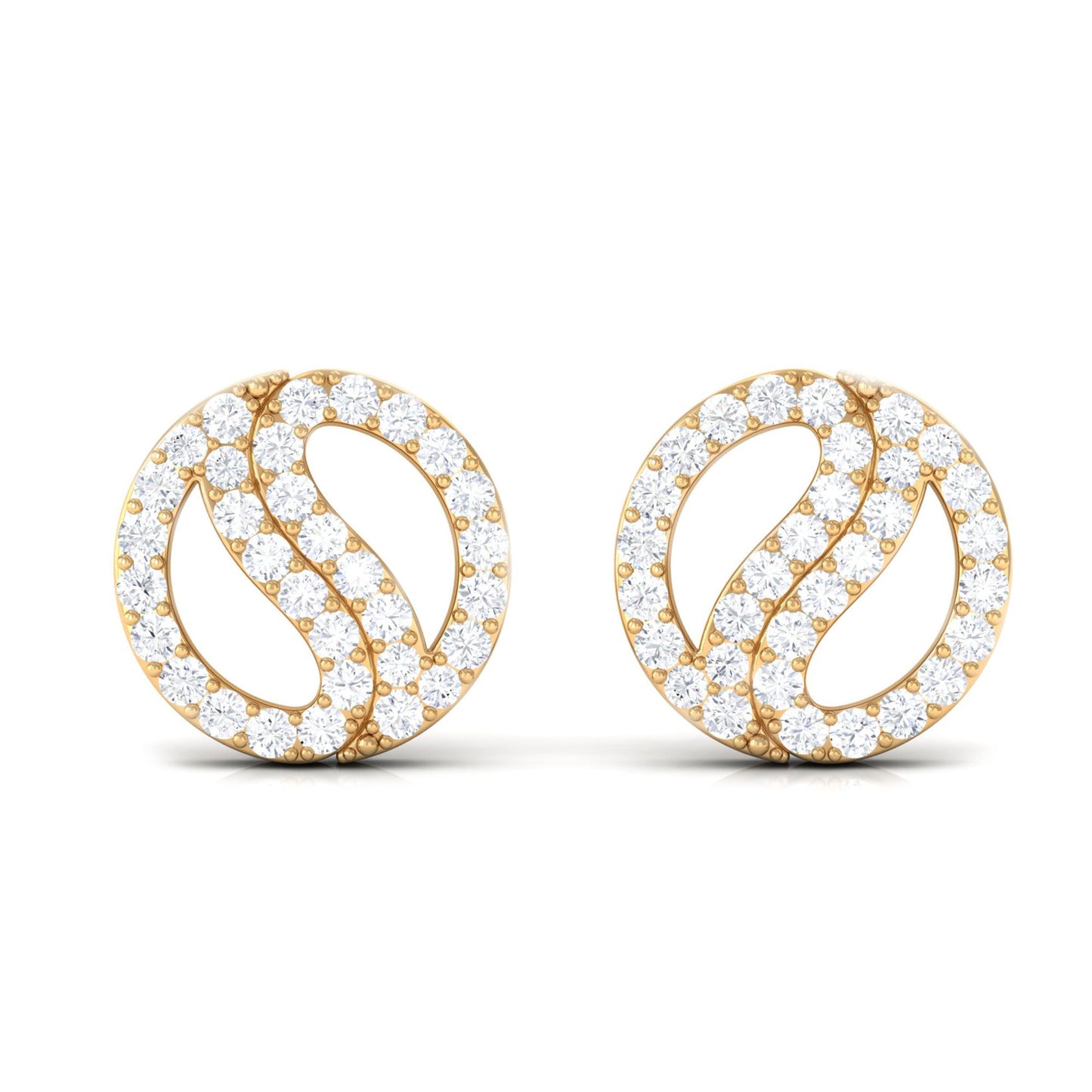 Classic Real Diamond Round Stud Earrings with Screw Back