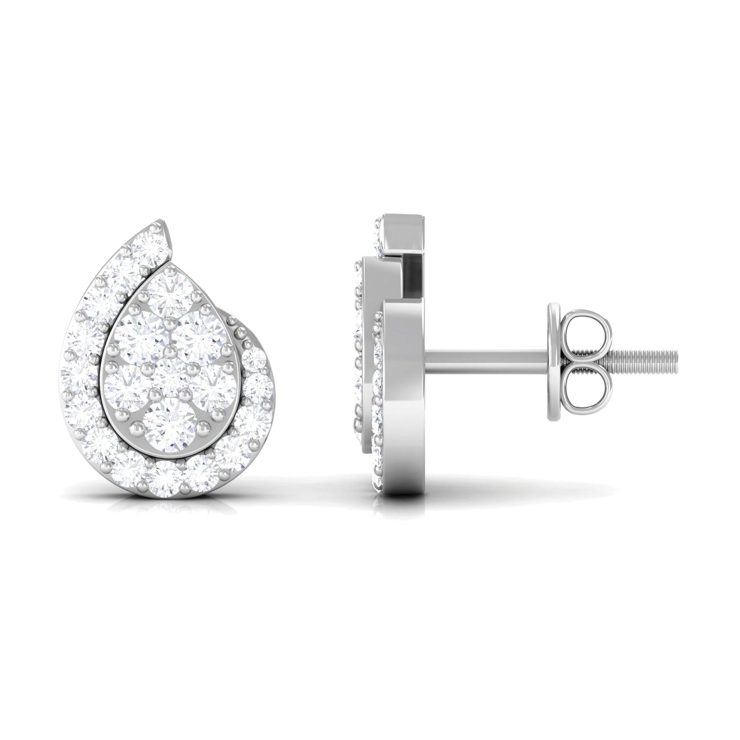 Real Diamond Designer Teardrop Stud Earrings