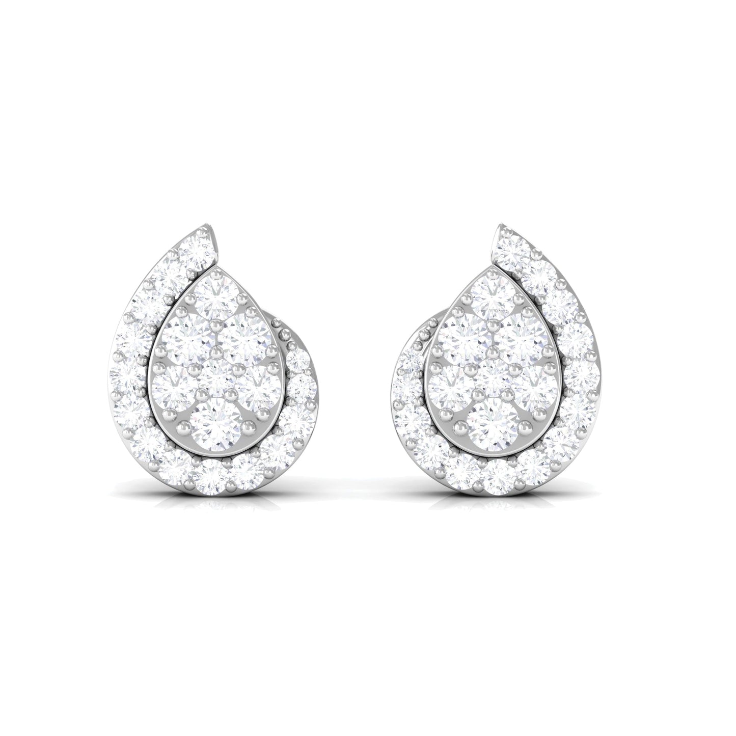 Real Diamond Designer Teardrop Stud Earrings