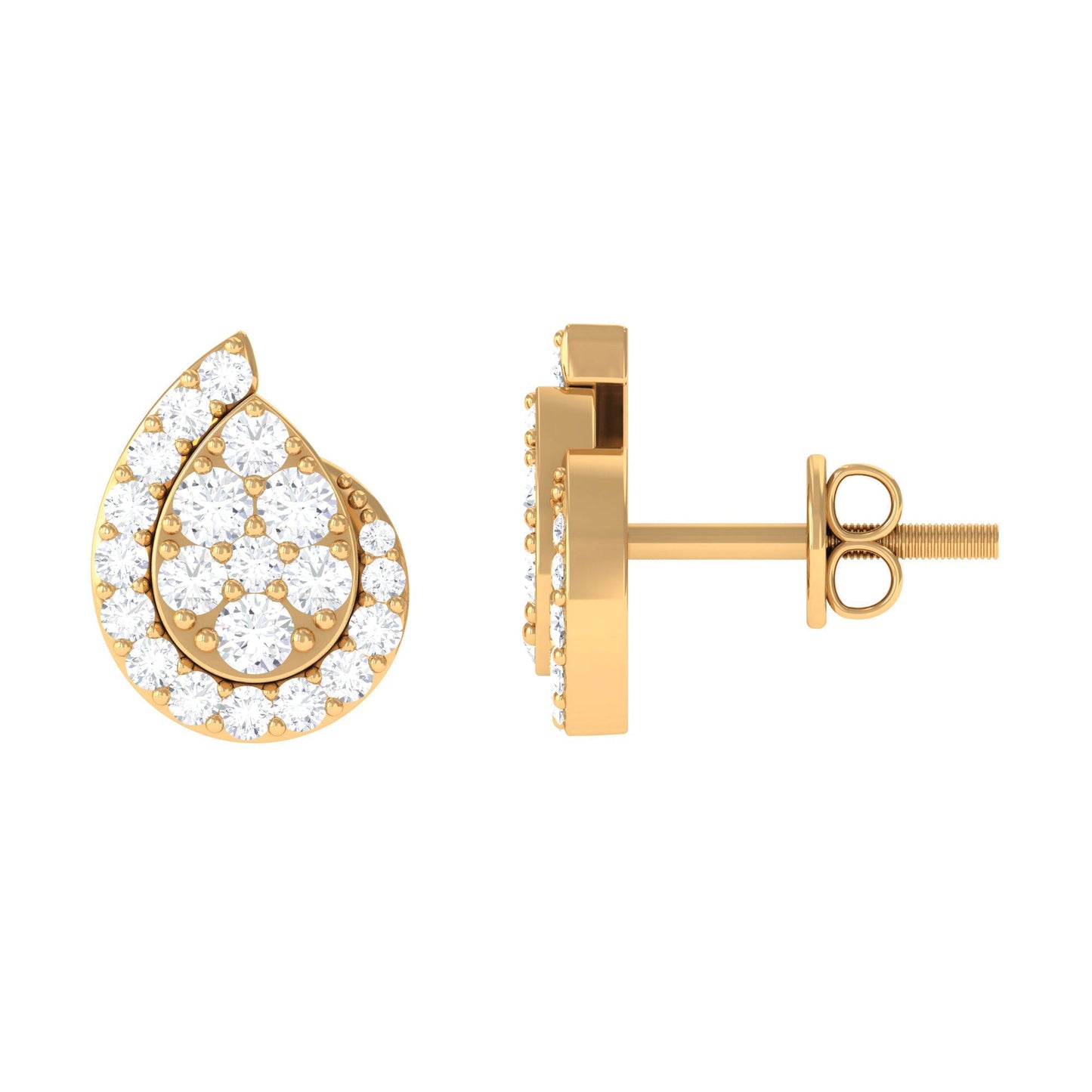 Real Diamond Designer Teardrop Stud Earrings